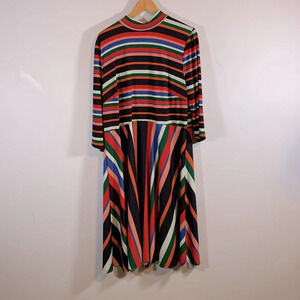 ELOQUII happy striped mock neck midi dress size 22 multi color back neck tie